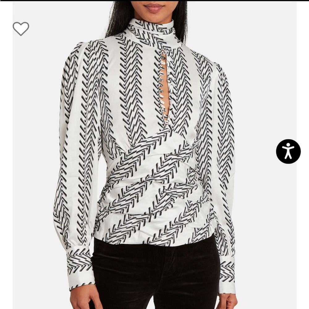 Birgette Herskind Zoey button white black blouse size 38 or US 8
